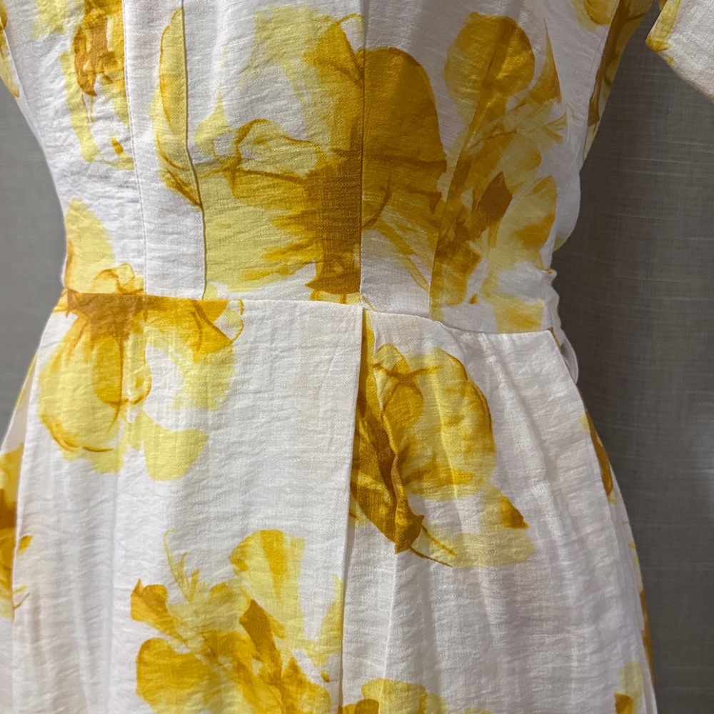 Simply Vera | Vera Wang-Rayon Blend Dress-Popover-Pockets-Ties-Yellow/White-XS - Picture 6 of 16
